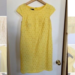 Nine West yellow cap sleeve lace cocktail dress 4